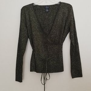 INC New WOT Gold/Black wrap Top